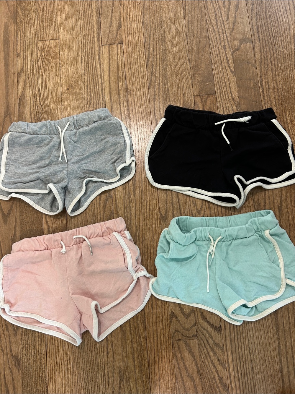 Set of 4 Old Navy Girls Casual Drawstring  Shorts — Gray, Black, Pink, Mint
